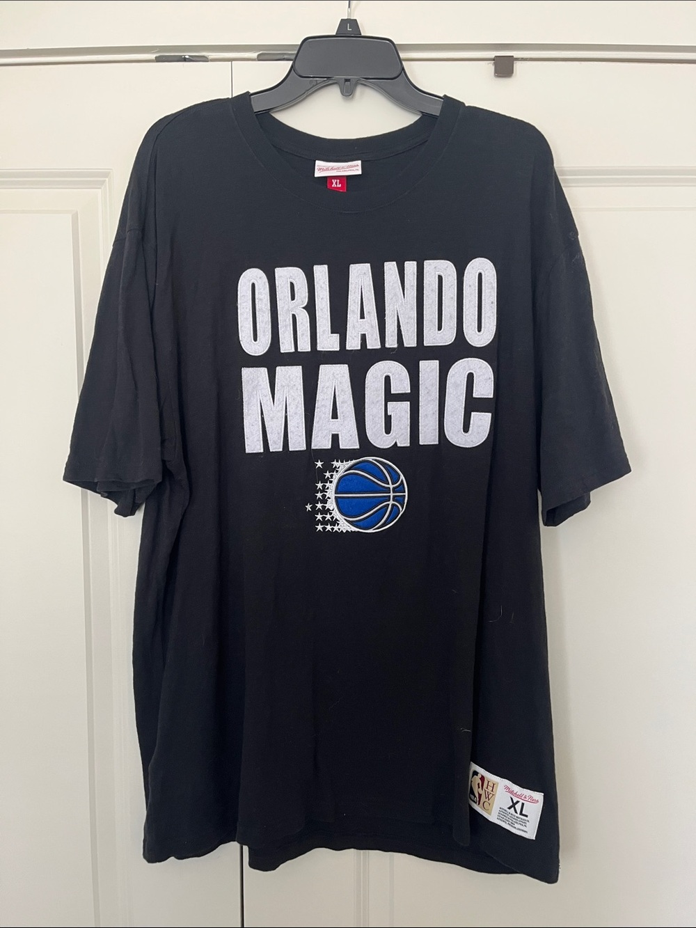 Mitchell & Ness Orlando Magic Black Graphic Tee with Blue Logo